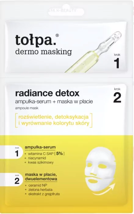 Tolpa DERMO MASKING Radiance Detox Ampoule Mask Masca tecstila in doua etape 1 buc