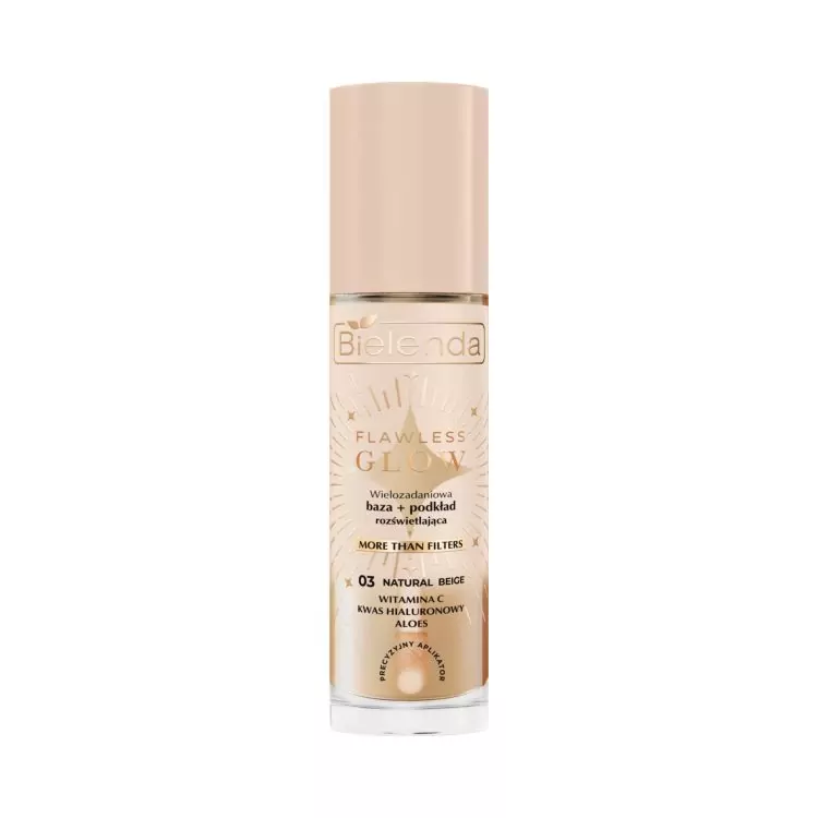 Bielenda FLAWLESS GLOW Baza + fond de ten multifuncțional 03 Natural beige 30 ml