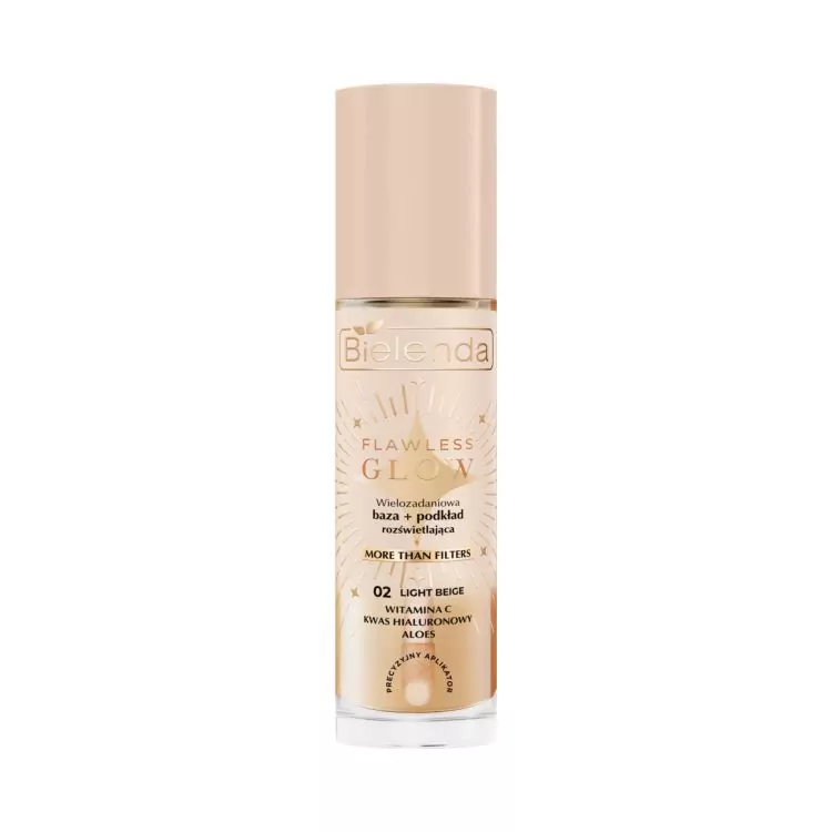 Bielenda FLAWLESS GLOW Bază + fond de ten multifuncțional 02 Light Beige 30 ml