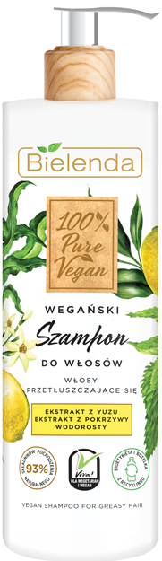 Bielenda 100% PURE VEGAN Шампунь для жирных волос 400 гр.
