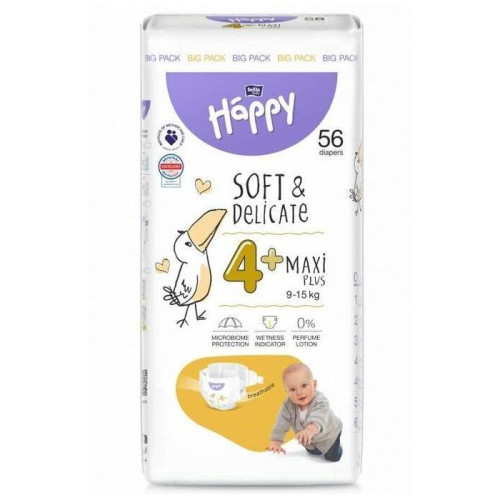 Bella Baby Happy Подгузники для детей Maxi Plus 56 шт