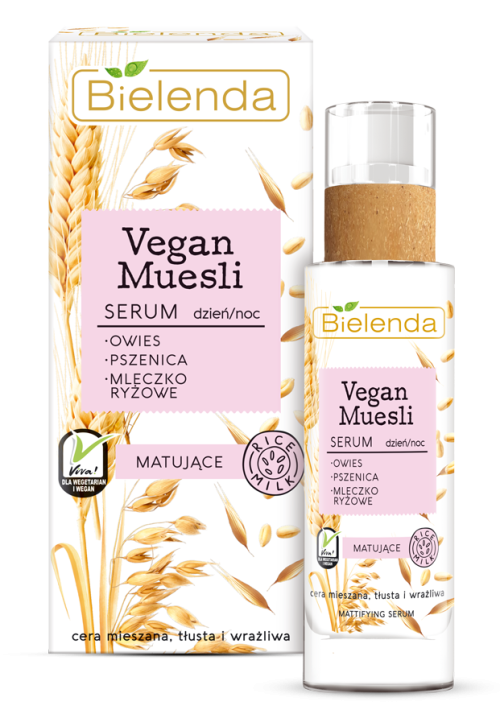 Bielenda VEGAN MUESLI Матирующая сыворотка для лица пшеничное, овсяное, рисовое молоко 30 мл