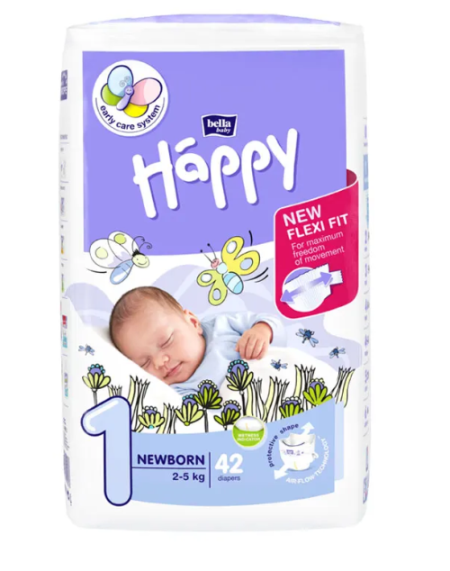 Bella Baby Happy Подгузники для детей NewBorn 42 шт