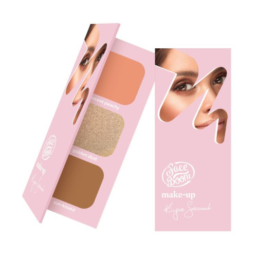 FaceBoom MAKE-UP Палитра для контуринга лица - румяна, хайлайтер, бронзер - brunette 21 гр