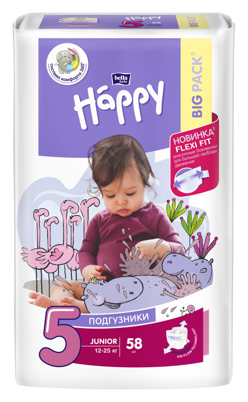 Bella Baby Happy Подгузники для детей Junior 58 шт