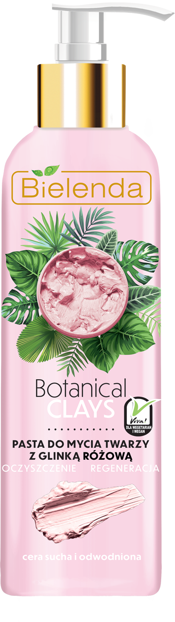 Bielenda BOTANICAL CLAYS Веганская паста для очищения лица с розовой глиной 190 гр.