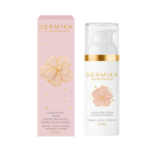DERMIKA LUXURY PLACENTA Крем-эликсир ночной против морщин для лица, шеи и декольте 50 мл