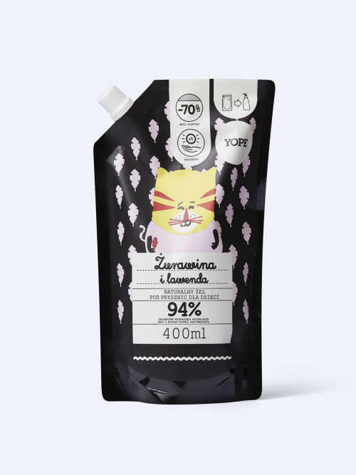 YOPE Гель для душа детский КЛЮКВА И ЛАВАНДА REFILL 400мл