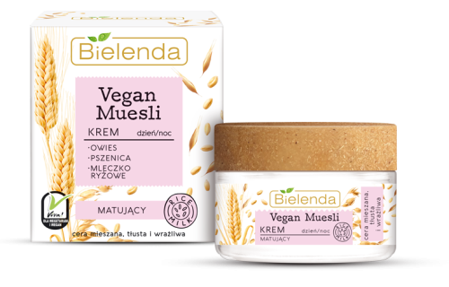 Bielenda VEGAN MUESLI Матирующий крем для лица пшеничное, овсяное, рисовое молоко 50 мл