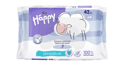 Bella Baby Happy Влажная туалетная бумага Sensitive Aloe 42 шт