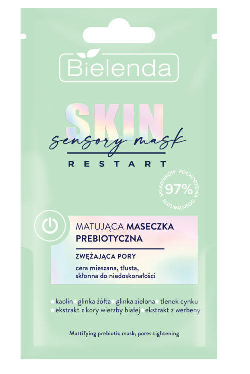 Bielenda SKIN RESTART SENSORY MASK Матирующая маска с пребиотиком, сужающая поры 8 гр.