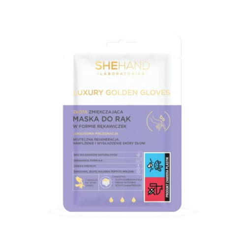 SheHand LUXURY GOLDEN GLOVES Золотая маска для смягчения рук в виде перчаток 1 пара