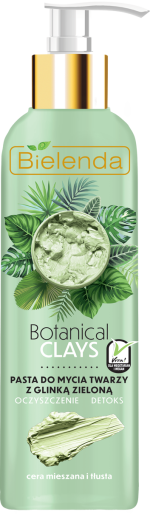 Bielenda BOTANICAL CLAYS Веганская паста для очищения лица с зеленой глиной 190 гр